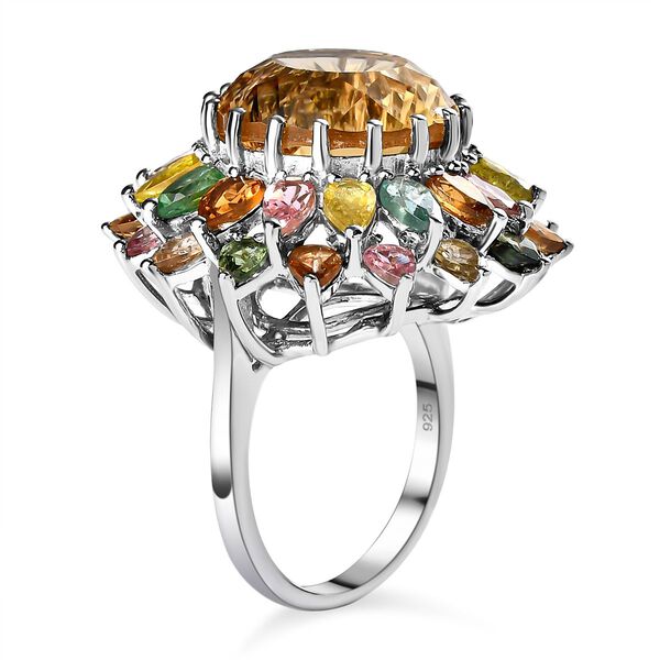 Hanabi Schliff -Citrin und nat&uuml;rlicher Mehrfach-Turmalin Ring- 15,67 ct. image number 5