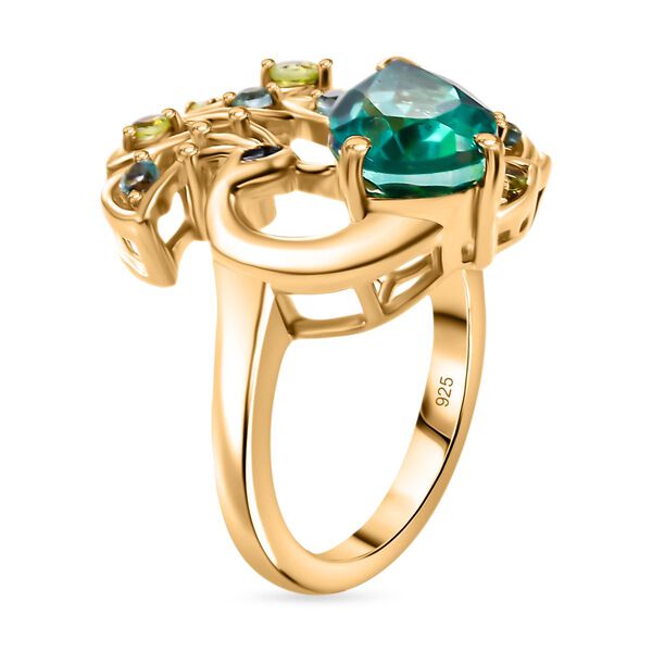 Pfau Quarz Triplett, Paraiba Apatit und Peridot Ring - 3,83 ct. image number 5