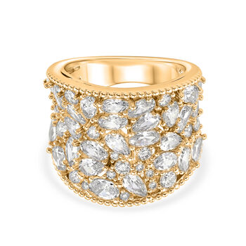Wei&szlig;er Zirkonia Ring Nickelfreies Messing, Goldfarben, (Gr&ouml;&szlig;e 20.00) 5.00 ct