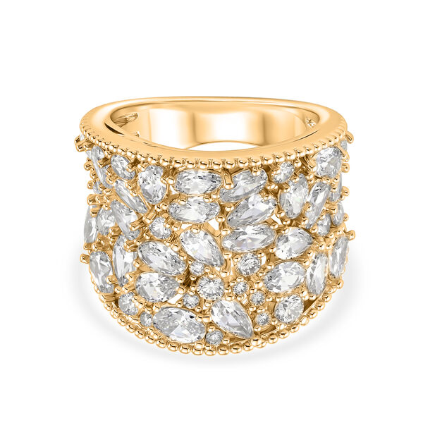 Wei&szlig;er Zirkonia Ring Nickelfreies Messing, Goldfarben, (Gr&ouml;&szlig;e 20.00) 5.00 ct