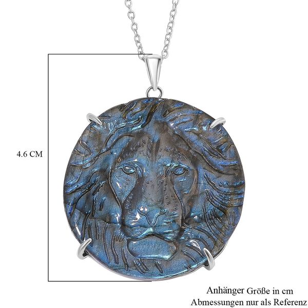LabradoritLöwe  Anhänger mit Kette ca. 50cm, 925 Silber rhodiniert ca. 64.00 ct image number 6