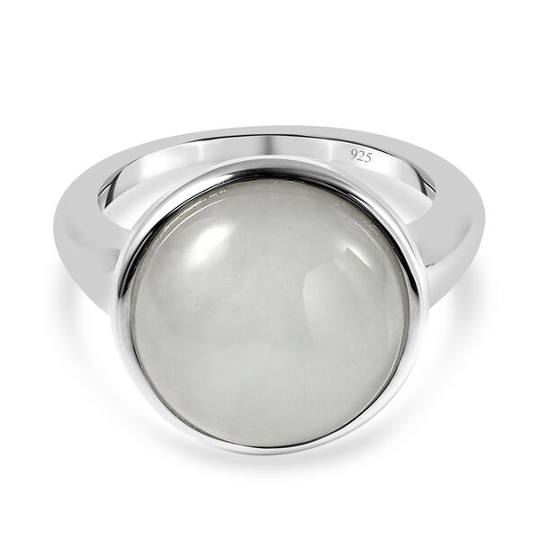 Weiße Jade Solitär Ring 925 Silber Rhodium-Überzug image number 0