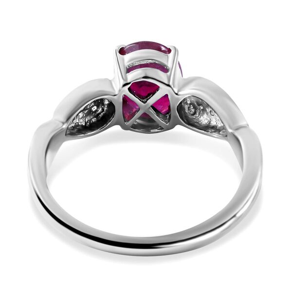 Afrikanischer Rubin (Fissure gefüllt), weißer Zirkon Ring, 925 Silber platiniert (Größe 16.00) ca. 2.55 ct image number 3