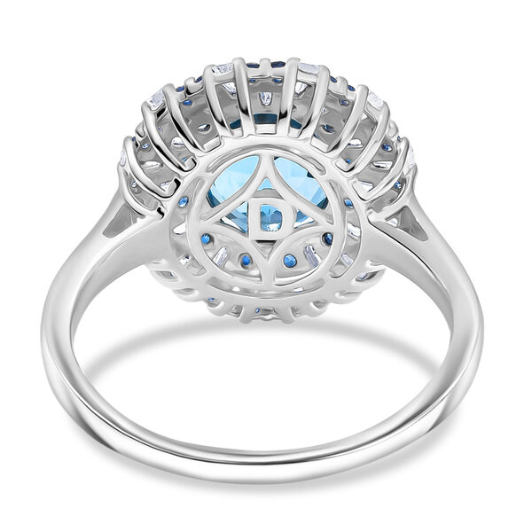 D'Joy London Blau Topas, Wei&szlig;er Zirkon Ring 925 Silber rhodiniert (Gr&ouml;&szlig;e 20.00) ca. 6,53 ct image number 5