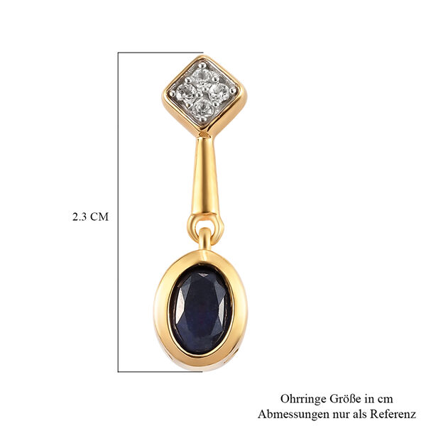 Masoala Saphir und wei&szlig;e Zirkon-Ohrringe, (Fissure gef&uuml;llt), 925 Silber, vergoldet ca. 2,64 ct image number 6