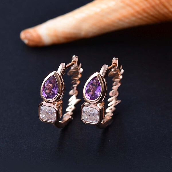 GP Amore Kollektion - Moissanit, Rose De France Amethyst und Saphir Ohrringe - 2,82 ct. image number 1