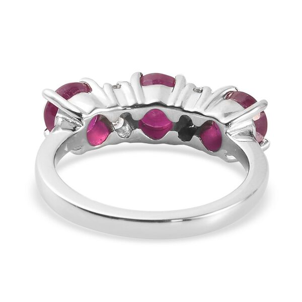 Afrikanischer Rubin und Zirkon 3 Stein Ring 925 Silber Platin-Überzug image number 6