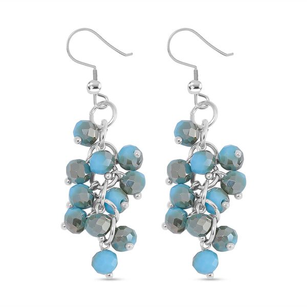 2er Set - Blau und Braun Kristall, Wei&szlig;er Kristall Halskette und Ohrringe image number 7