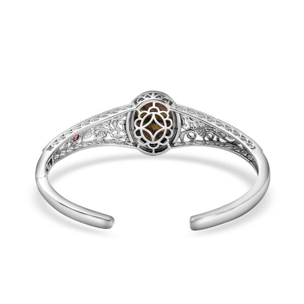 Labradorit, Roter Granat Armreif ca. 19 cm Reines Messing platiniert ca. 18,84 ct. image number 5