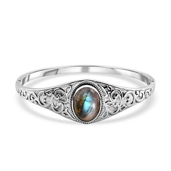 Labradorit Armreif ca. 19 cm Edelstahl ca. 13.52 ct