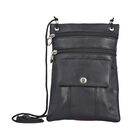 100% Echtleder Crossbody-Tasche, 15.25x19.05 cm, schwarz