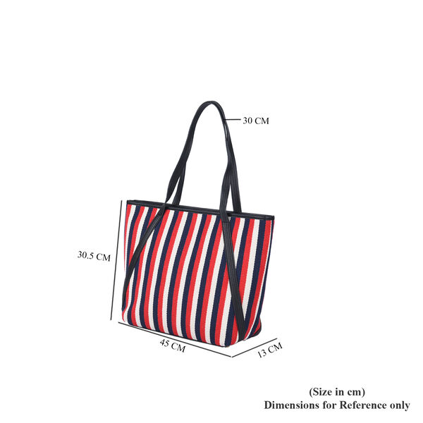 Klassische Handtasche mit Streifenmuster, Rot/blau image number 6