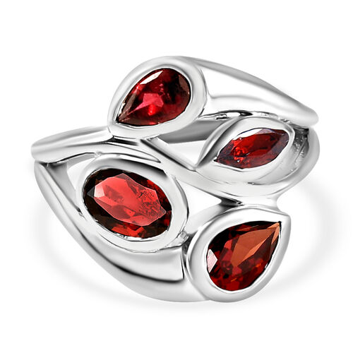 Roter Granat-Ring, reines Messing platiniert  ca. 2,70 ct image number 0
