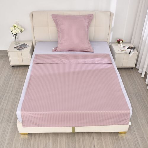 Bettwäsche-Set aus 80% Baumwolle mit Satin-Streifen, 135 x 200 cm und 80 x 80 cm, Beige