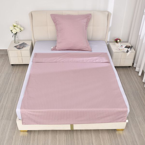 2-teiliges Bettw&auml;sche-Set mit vertikalem Streifenmuster, 135x200 cm und 80x80 cm, Rosa image number 0