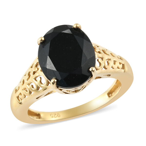 Schwarzer Spinell Ring 925 Silber vergoldet  ca. 4,02 ct image number 4