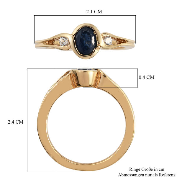 Blauer Saphir und Zirkon-Ring, 925 Silber vergoldet  ca. 0,77 ct image number 5