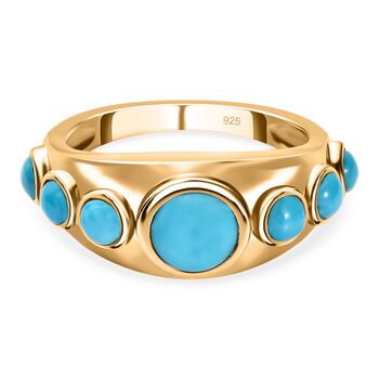 Amerikanischer, nat&uuml;rlicher Sleeping Beauty T&uuml;rkis Ring, 925 Silber vergoldet (Gr&ouml;&szlig;e 16.00) ca. 1.52 ct
