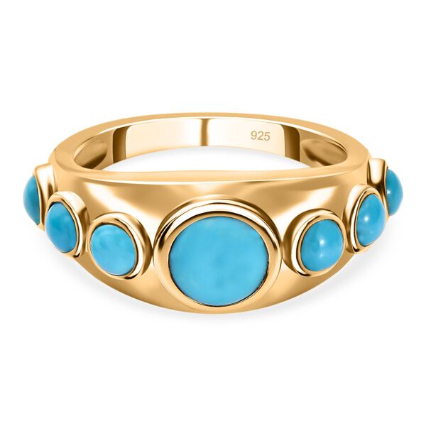 Amerikanischer, nat&uuml;rlicher Sleeping Beauty T&uuml;rkis Ring, 925 Silber vergoldet (Gr&ouml;&szlig;e 16.00) ca. 1.52 ct