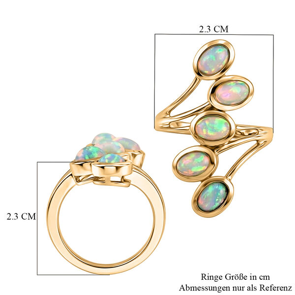 Nat&uuml;rlicher &Auml;thiopischer Opal 5 Stein Ring 925 Silber Gelbgold-&Uuml;berzug image number 7