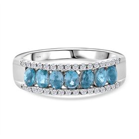 AA Blauer Zirkon, Weißer Zirkon Ring 925 Silber rhodiniert (Größe 17.00) ca. 2,32 ct