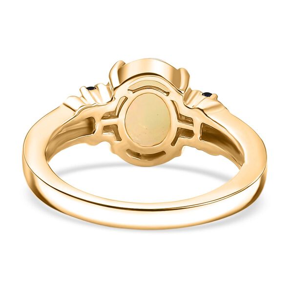 D'Joy AA Natürlicher, äthiopischer Welo Opal, Blauer Saphir Ring 925 Silber vergoldet (Größe 16.00) ca. 1,38 ct image number 6