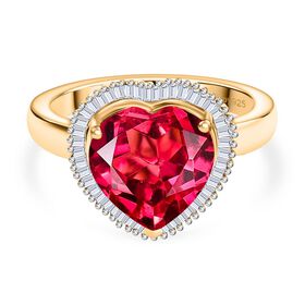 D'Joy Labor Padparadscha Saphir und Diamant Ring - 5,39 ct.