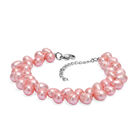 Gefärbte Rosa Süßwasser Perle Armband, ca. 19 cm + 5 cm extender, Edelstahl