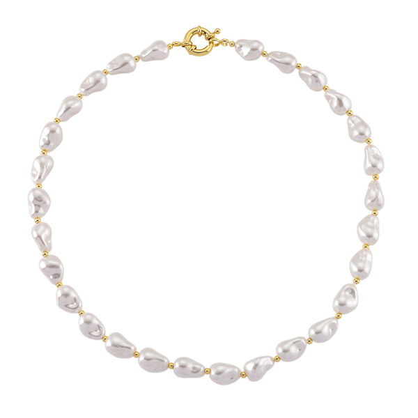 Wei&szlig;e Muschelkernperle 50cm Halskette image number 3