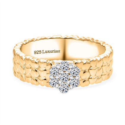LUXURIANT DIAMOND - Lab Grown Diamant SI-GH Ring 925 Silber 750 Gelbgold Vermeil (Gr&ouml;&szlig;e 20.00) ca. 0.25 ct