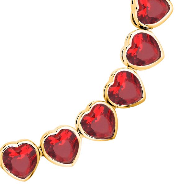 Rotes Zirkonia-Herz-Armband, 19 cm - 10 ct. image number 2