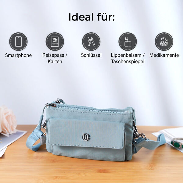 Crossbody Tasche, 20x12x3,5cm,  Blau image number 4