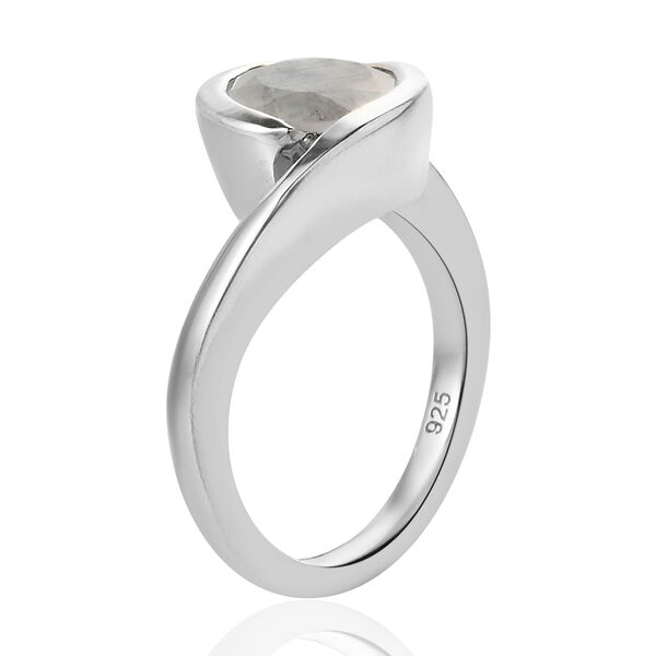 Premium Regenbogen Mondstein Solitär Ring 925 Silber platiniert  ca. 1,81 ct image number 5