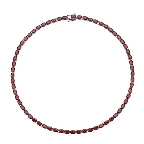 Mosambik Granat Halskette, ca. 45 cm, 925 Silber rhodiniert ca. 61,56 ct image number 0