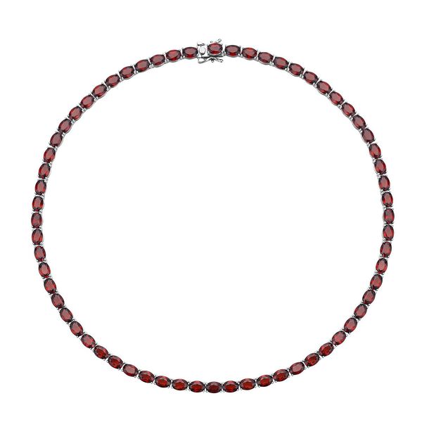 Mosambik Granat Halskette, ca. 45 cm, 925 Silber rhodiniert ca. 61,56 ct image number 0