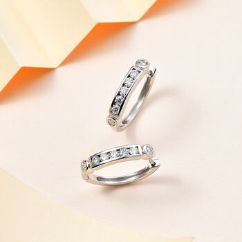 Moissanit Creolen, 925 Silber rhodiniert - 0,84 ct.