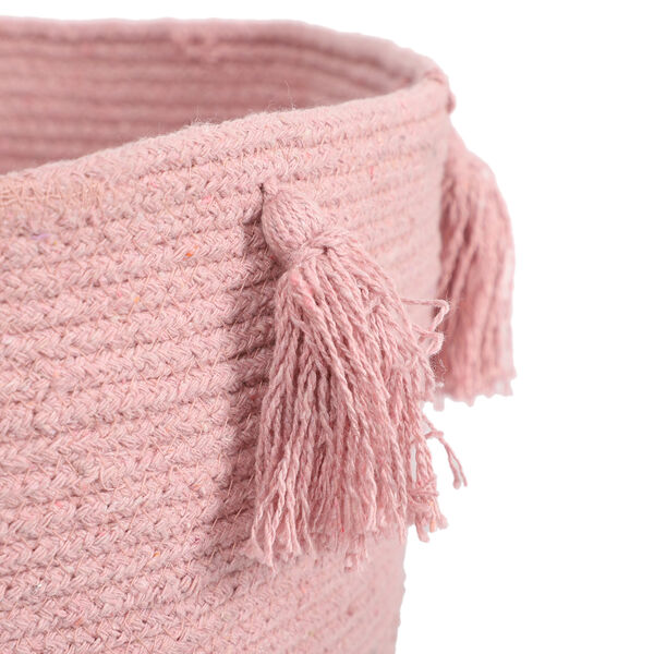 Aufbewahrungskorb aus 100 % Baumwolle mit Quasten, Altrosa image number 7
