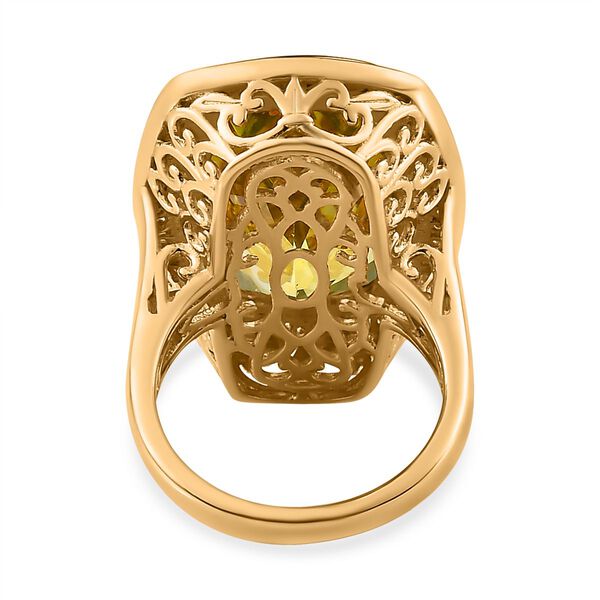 Ouro Verde-Quarz, wei&szlig;er Zirkon Ring, 925 Silber Gelbgold Vermeil (Gr&ouml;&szlig;e 16.00) ca. 16.90 ct image number 6