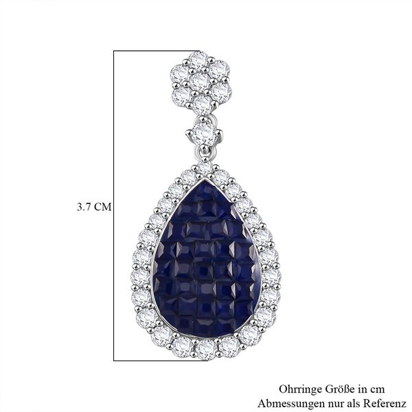 Saphir-Farbe und weiße Zirkonia Ohrringe image number 6