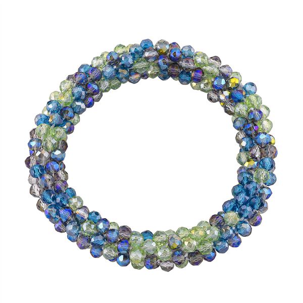 2er Set - Mehrfarbiger Kristall Halskette und Armband, flexibel, Neon image number 7