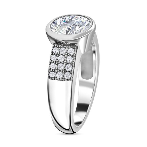Weißer Zirkonia Ring, 925 Silber rhodiniert, (Größe 17.00) image number 2