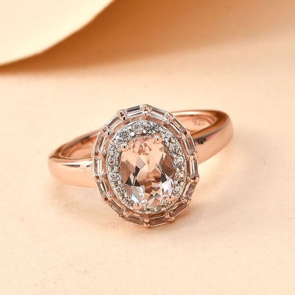 Morganit und wei&szlig;er Zirkon-Ring - 1,27 ct. image number 2