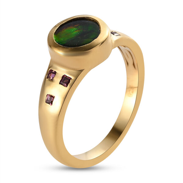 Ammolit und Rhodolith Granat Ring 925 Silber Gelbgold Vermeil  ca. 1,31 ct image number 5