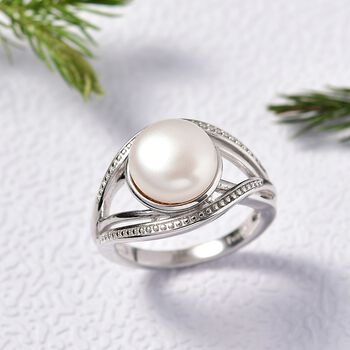 S&uuml;&szlig;wasser Perle (ca. 10.5-11 mm) Ring, Nickelfreies Messing (Gr&ouml;&szlig;e 17.00)