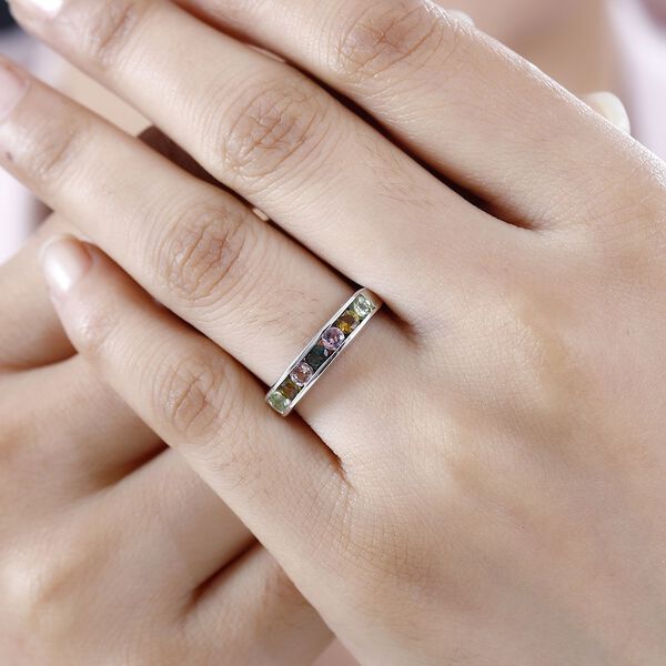 Mehrfarbig Turmalin Ring, 925 Silber platiniert  ca. 0,83 ct image number 3