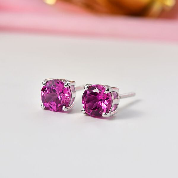 AAA Lab Grown Rosa Saphir Ohrringe 925 Silber platiniert ca. 2.24 ct image number 1