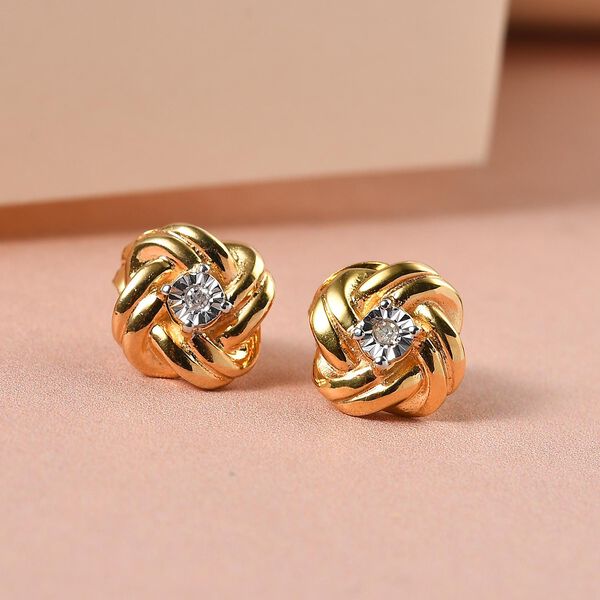 Wei&szlig;e Diamant-Ohrringe, 925 Silber vergoldet image number 2