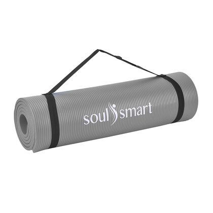 SOUL SMART - NBR Yoga-Matte mit Tragegurt, feuchtigkeitsbest&auml;ndig, 188x61cm, Grau