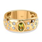 AA Calabar-Turmalin, Weißer Zirkon Ringe 925 Silber Gelbgold Vermeil (Größe 19.00) ca. 0.97 ct