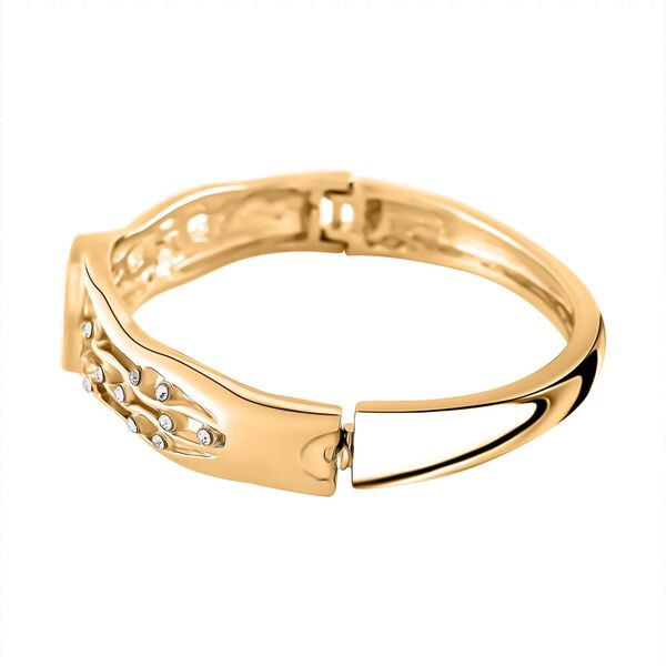 Abalone Muschel, Wei&szlig;er Kristall Armreif ca. 19 cm, goldfarben image number 4